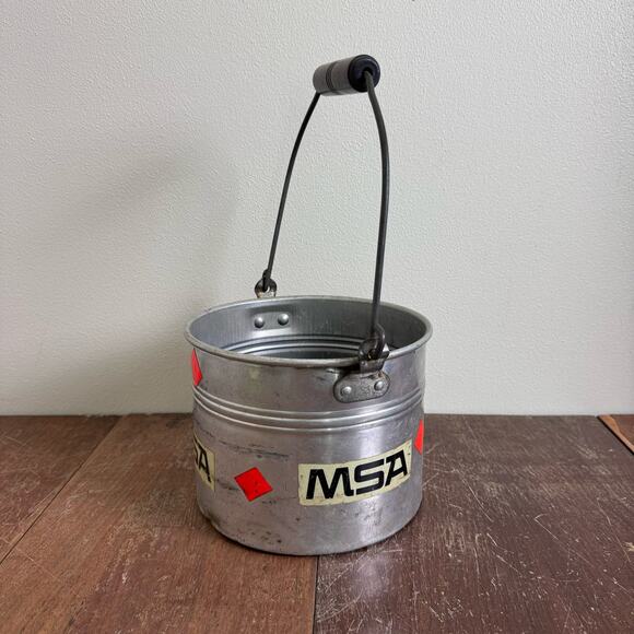 Leyse Aluminum Co MSA orange Sticker Metal bucket Coal Miner Railroad‎ VINTAGE - Picture 2 of 12